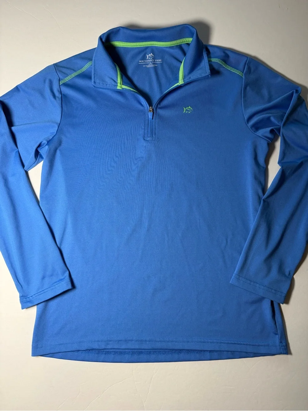 Southern Tide Boys L 12-14 Blue Performance 1/4 Zip Pullover Long Sleeve
